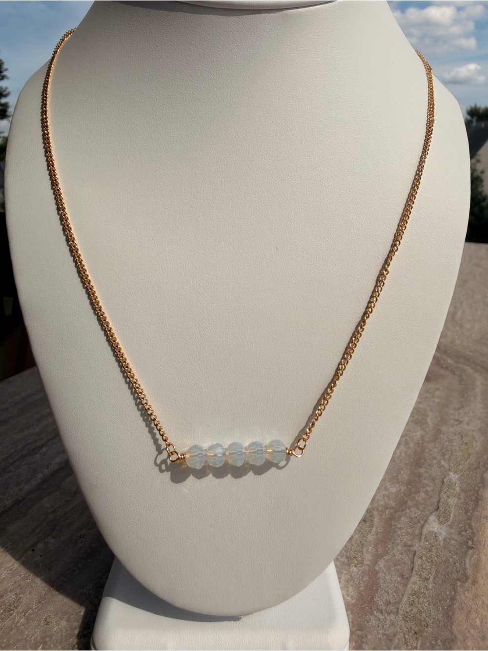 Opalite bar beaded necklace